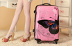 Obrázok z Kabínový kufor ABS - PC tlač motýľ ružová