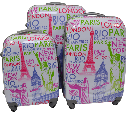 Obrázok z Cestovné kufre sada 3 ks ABS - PC potlač Mestá