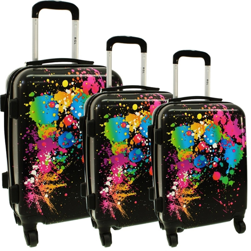 Obrázok z Cestovné kufre sada 3 ks ABS - PC potlač Farebné kvapky