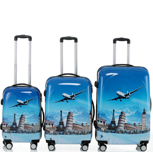 Obrázok z Cestovné kufre sada 3 ks ABS - PC potlač Aircraft