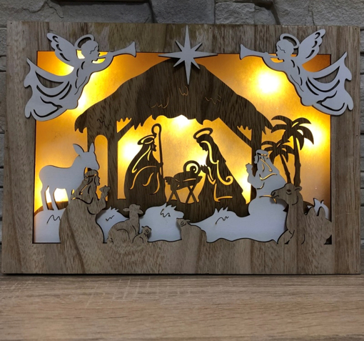 Obrázok z  LED svetelný Betlehem, drevená dekorácia