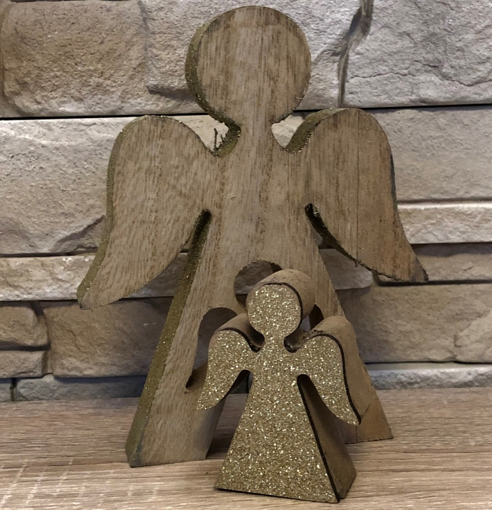 Obrázok z Vianočný drevený anjel, masív 16x12x2 cm