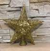 Obrázok z LED vianočná kovová 3D hviezda na stromček - 30 cm