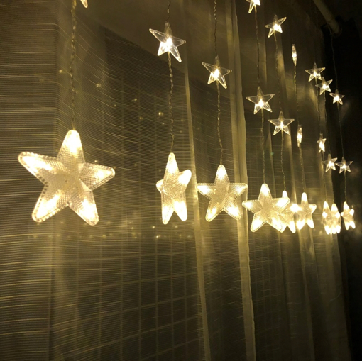 Obrázok z  LED svetelná záclona hviezdy - 84 LED/4,5 m prepojovateľná