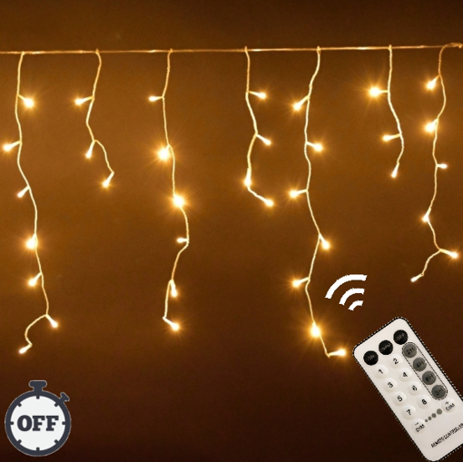 Obrázok z Vianočné osvetlenie vonkajšie, svetelné LED kvaple 1800 ks/45 m s časovačom a diaľkovým ovládaním a pamäťou