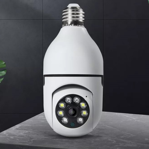 Obrázok z Bezpečnostná otočná Smart Wifi kamera 4K 360 ° s LED žiarovkou E27 a nočným videním