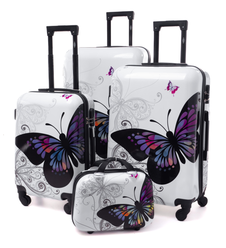 Obrázok z Cestovné Kufre Sada 4 ks ABS - PC potlač Motýľ