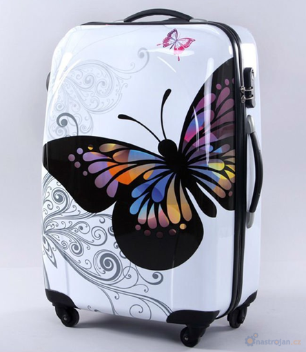 Obrázok z Cestovný kufor veľký ABS vel.L - PC tlač motýľ