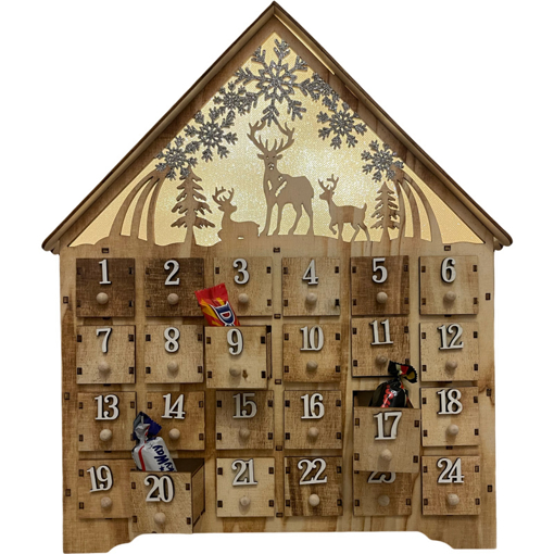 Obrázok z LED Drevený adventný kalendár