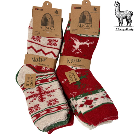 Obrázok z Dámske vlnené Vianočné ponožky Lama Alpaka súprava 3 páry
