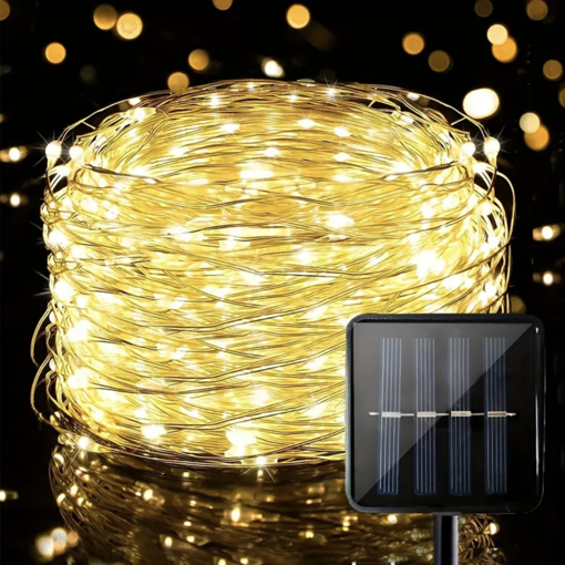Obrázok z Solárne vianočné osvetlenie 100 LED / 11 m – dekoratívna svetelná reťaz bez pripojenia k elektrickej sieti