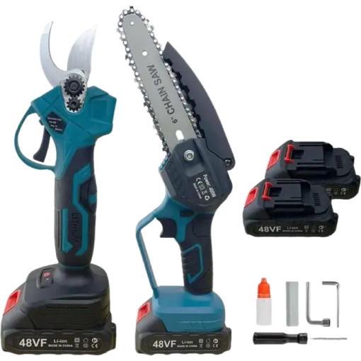 Obrázok z Aku set Hayami 2v1 pílka s automatickým mazaním + aku nožnice 21V v kufríku + 2 batérie a príslušenstvo