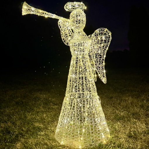 Obrázok z Vonkajší XXL LED anjel s trúbkou 140 cm s flash efektom