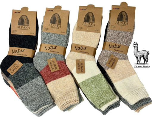 Obrázok z Súprava 3 párov dámskych termo ponožiek z alpačej vlny - turistické pruhy