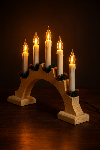 Obrázok z Vianočné osvetlenie svietnik - horiaca dekorácia za okno 5 ks