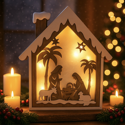 Obrázok z LED svetelná drevená dekorácia - domček