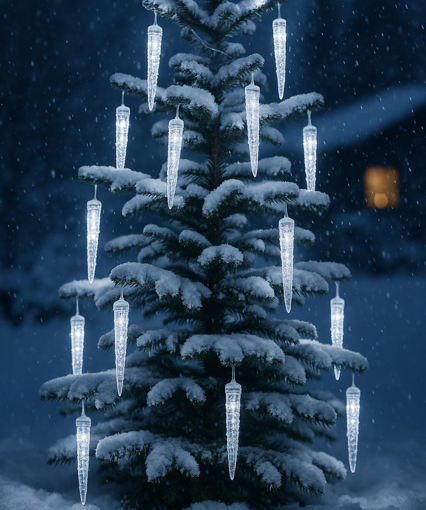 Obrázok z Svetelné LED cencúle vonkajšie, padajúci sneh - 28 cm/8 ks V28