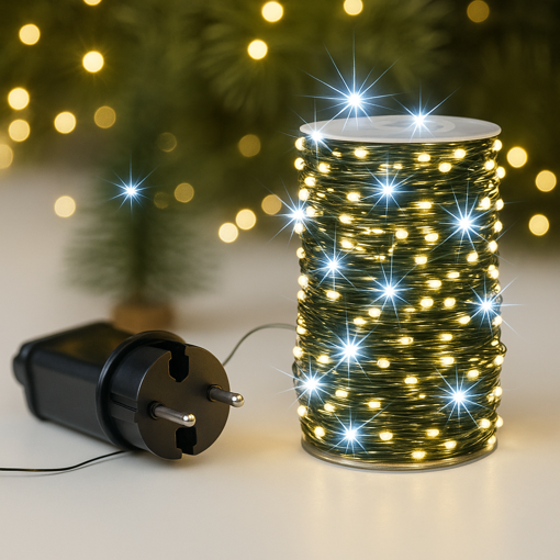 Obrázok z Nano LED vianočná reťaz vonkajšia 500led / 50m s flash efektom a časovačom