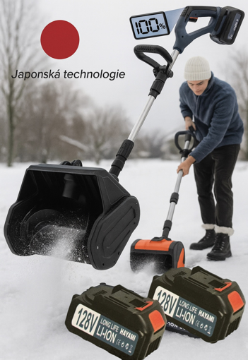Obrázok z Aku snehová fréza, hrablo na sneh HAYAMI + 2x 128V batéria + nabíjačka a príslušenstvo v sade - kompaktná fréza pre chodníky a príjazdové cesty
