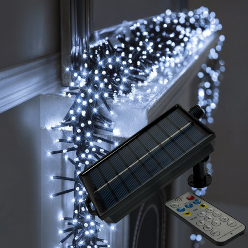 Obrázok z Vonkajšia LED solárna vianočná reťaz - ježko 250 LED/10 m s prepojovacím systémom, ovládačom, časovačom a reguláciou intenzity svietenia