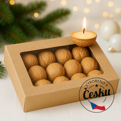 Obrázok z Sada 15 ks plávajúcich sviečok vlašský orech v darčekovom balení