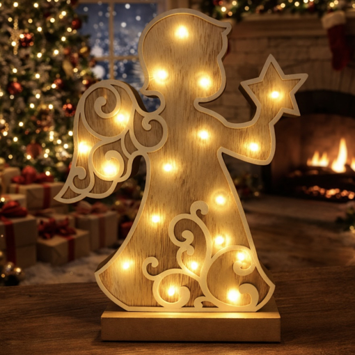 Obrázok z Drevená svietiaca LED dekorácia 33 cm