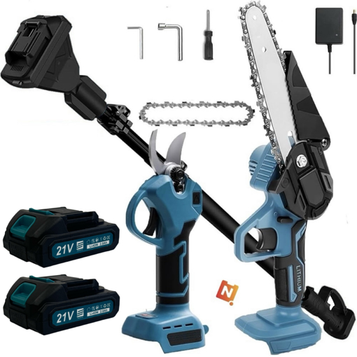 Obrázok z AKU sada 3v1 - teleskopická píla aj nožnice + 2x batéria 21V + reťaz a príslušenstvo