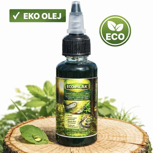 Obrázok z ECOPILAK špeciálny eco olej na reťaze u aku píl čepele aku nožníc - 30ml