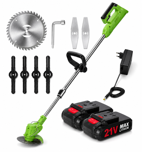 Obrázok z Aku strunová kosačka 3v1 21V – krovinorez, vyžínač trávy + 2× batéria | ľahká, výkonná, teleskopická
