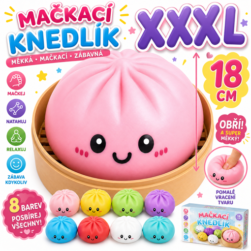 Obrázok z XXXL Mystery Squishy Dumpling 18 cm – gigantická antistresová mačkacia knedľa