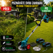 Obrázok z AKU krovinorez s kolieskami, kosačka, vyžínač 3v1 s príslušenstvom - 2x batéria 21V + 5x kosiace nože + 2x kosiace čepele + 1x kotúč