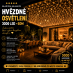 Obrázok z LED světelný řetěz 60 m – hvězdné osvětlení pergoly a zahrady | 3000 LED s třpytem hvězd | časovač