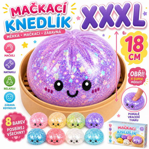 Obrázok z XXXL Mystery Squishy Dumpling 18 cm – gigantická antistresová mačkacia knedľa
