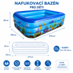 Obrázok z XXXL Nafukovací detský bazén 210 × 150 × 60 cm – obdĺžnikový rodinný bazén na záhradu, 3+