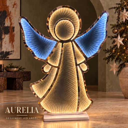 Obrázok z Dizajnový LED anjel Aurelia 90 cm so zrkadlovým efektom