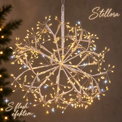 Vánoční světelná koule Stellora 25 cm, 924 LED, teplá bílá se studenými záblesky