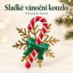 Obrázok z Vianočná brošňa Sladké vianočné čaro – cukrová palička so zelenou mašľou