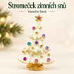 Obrázok z Vianočná brošňa Stromček zimných snov – biely stromček s farebnými kamienkami