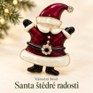 Vánoční brož Santa štědré radosti – červenobílý Santa – obrázek s českým názvem / Vianočná brošňa Santa štedrej radosti – červenobiely Santa – obrázok s českým názvom